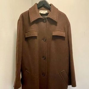MARNI BROWN WOOL MAXI COAT